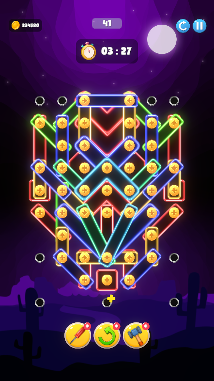 Neon Planks and Screw Puzzle - Physics-based Gameplay